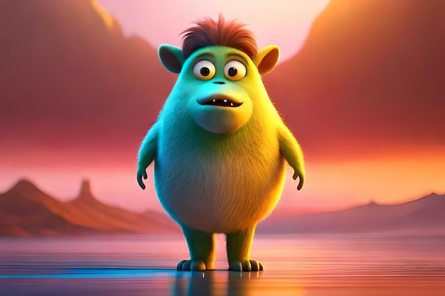 Photo cute monster character in animation movie