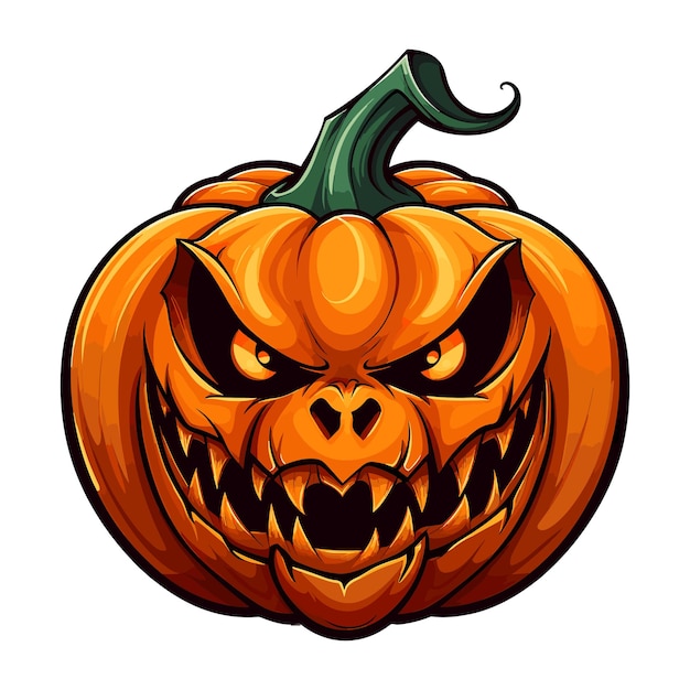 Cute Monster pumpkin Halloween vector illustration and drawn flat Halloween pumpkin illustration