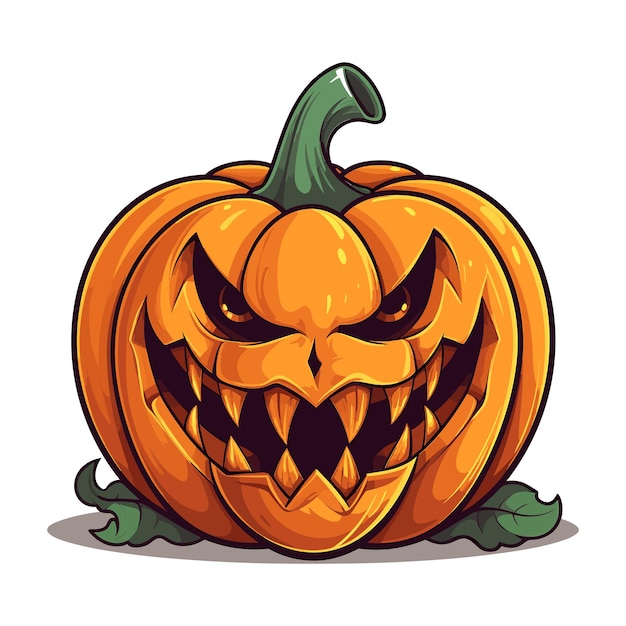 Cute Monster pumpkin Halloween vector illustration and drawn flat Halloween pumpkin illustration