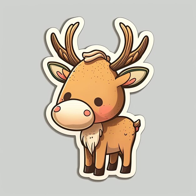 Cute moose funny cartoon reindeer character on light background Generative AI