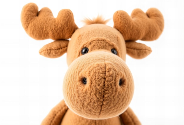 Photo cute moose plush toy isolated on white background