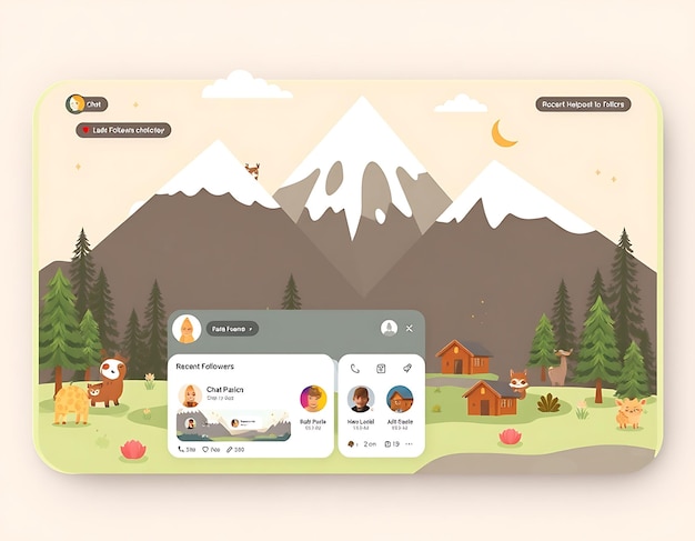 Cute Mountain Layout for a Mountain Themed Gamer Featuring Earthy Colors Game Interface DesignC