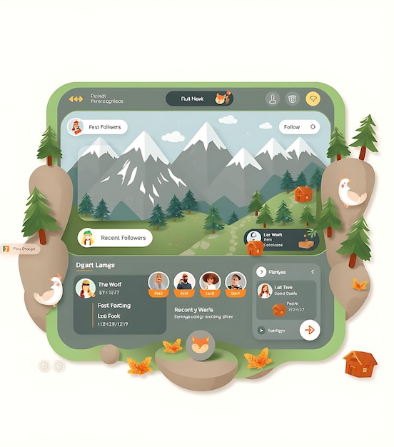 Cute Mountain Layout for a Mountain Themed Gamer Featuring Earthy Colors Game Interface DesignC