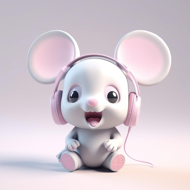 cute mouse japanese kawaii style at an virtual idol concept