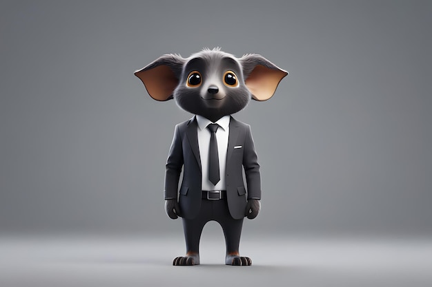 Cute mouse wearing a suit and tie looking at the camera Cartoon character illustration for childrens book design or animation Concept of business success leadership confidence and fun