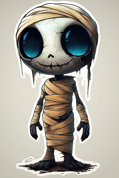 Cute Mummy Cartoon Character Illustration