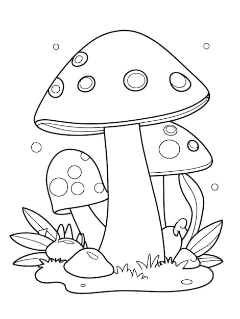 Photo cute mushroom coloring page