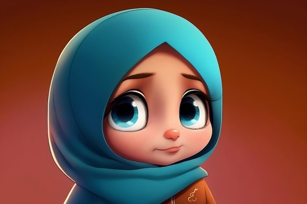 Cute muslim hijab Eid-al fitr celebration daugther background