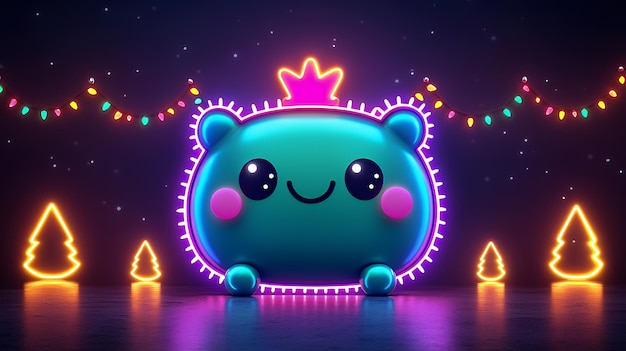 Cute Neon Christmas Character