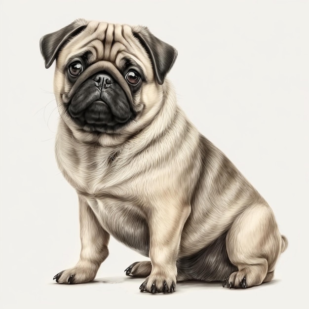 Cute nice dog breed pug isolated on white closeup rare color beautiful pet lovely dog