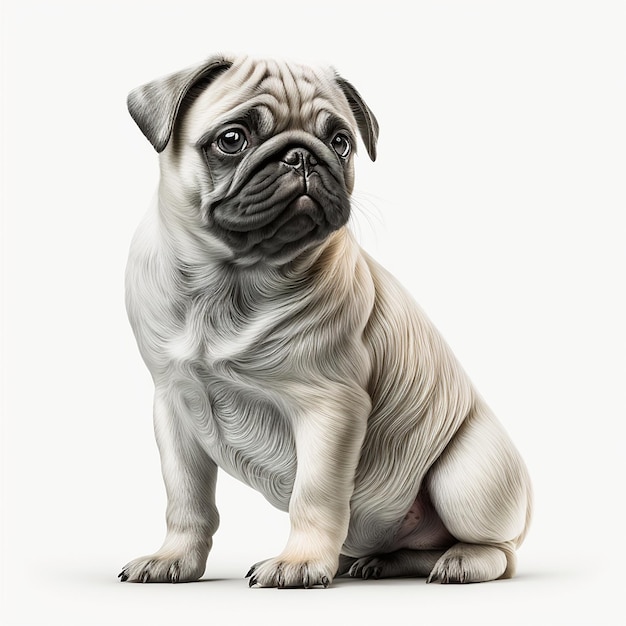 Cute nice dog breed pug isolated on white closeup rare color beautiful pet lovely dog