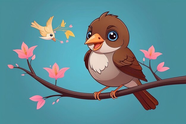 Cute nightingale singing cartoon vector