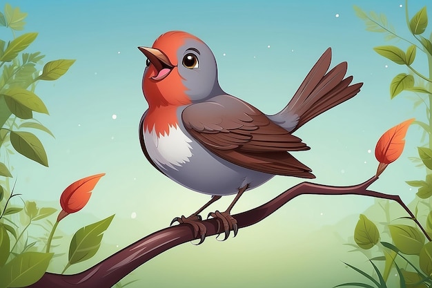 Cute nightingale singing cartoon vector