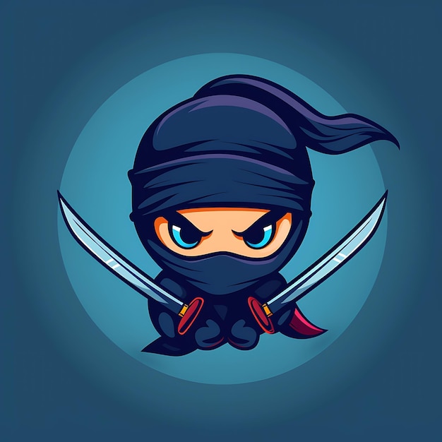 Photo cute ninja with swords illustration