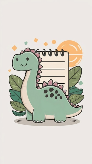 Cute notepad notebook with dinosaur cartoon style Kawaii stationery