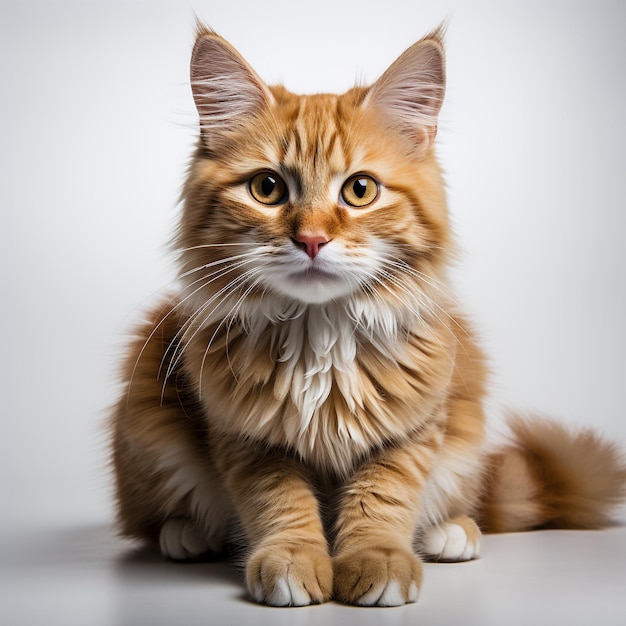 Cute orange cat on a white background