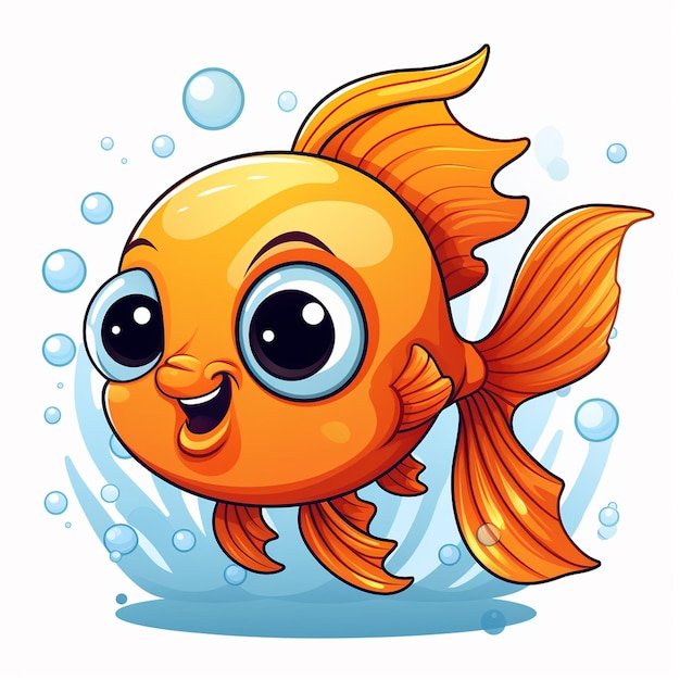 Photo cute orange color cartoon sea fish isolated on white background