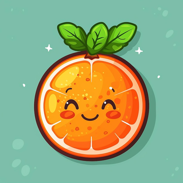 Photo cute orange mint sing cartoon vector icon