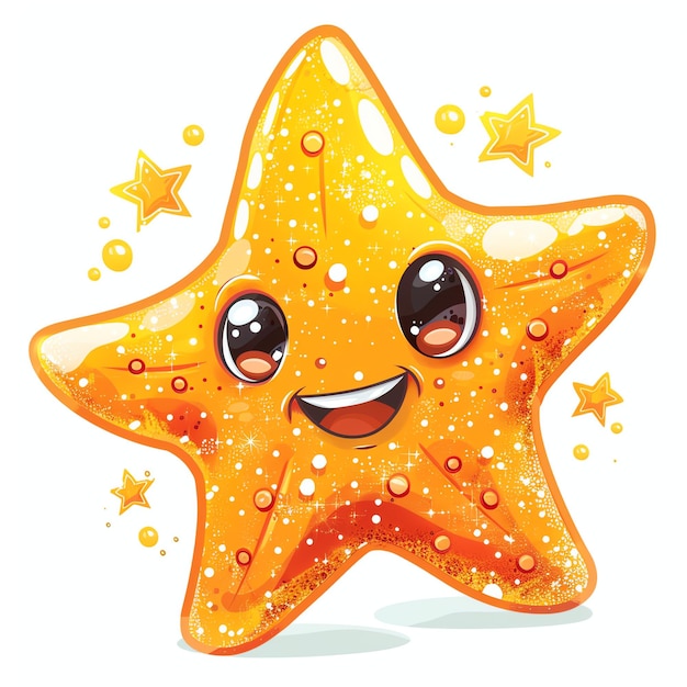 cute orange star marine style illustration