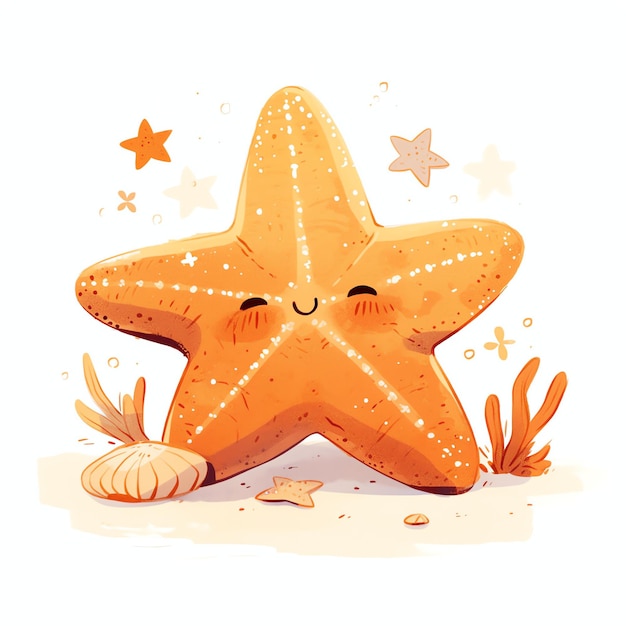 cute orange star marine style illustration