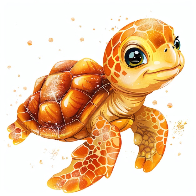 cute orange turtle marine style illustration