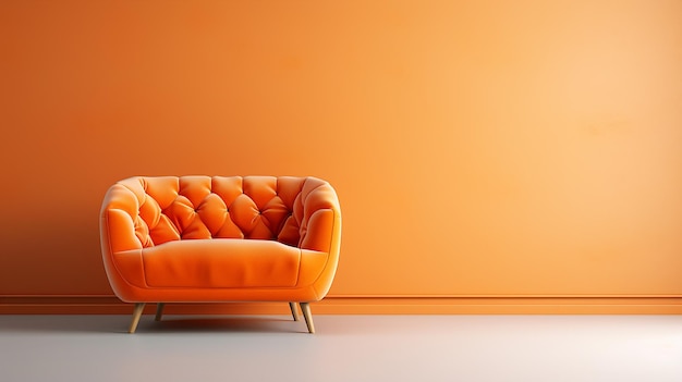 Cute Orange Velvet Loveseat Sofa or Snuggle Chair