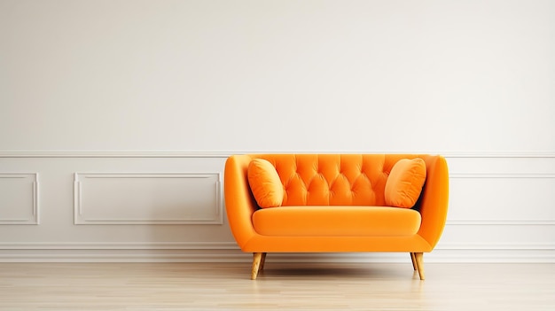 Cute Orange Velvet Loveseat Sofa or Snuggle Chair