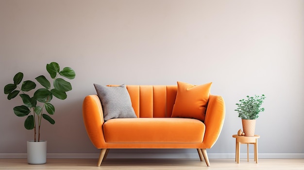 Cute Orange Velvet Loveseat Sofa or Snuggle Chair