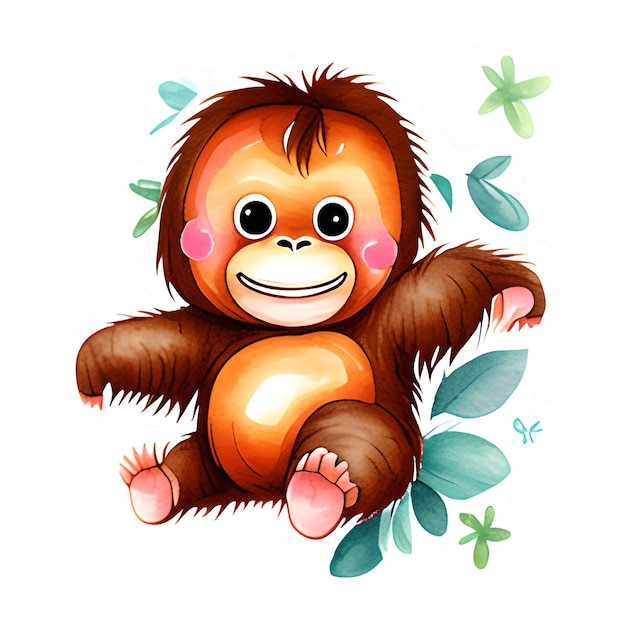 Cute Orangutan Illustration Animals Clipart