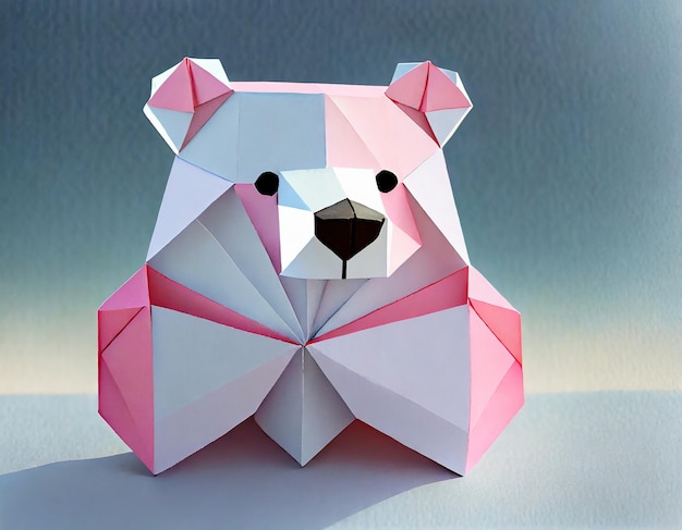 Photo cute origami ice bear paper art work