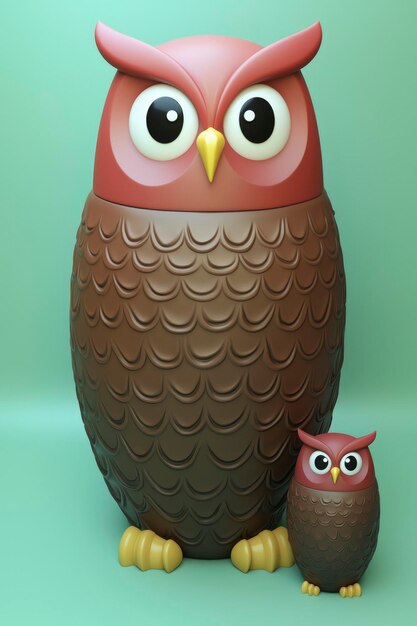 Photo cute owl figurines with big eyes