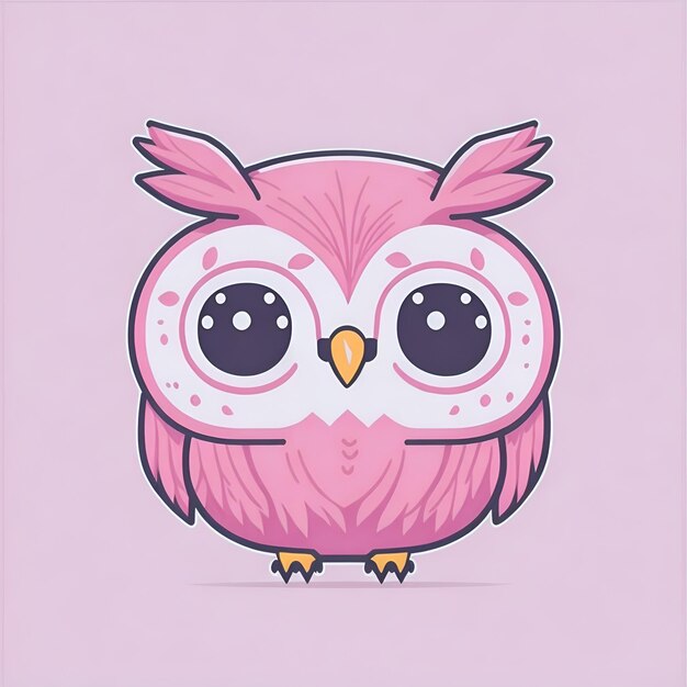 Photo cute owl kawaii animal cartoon character