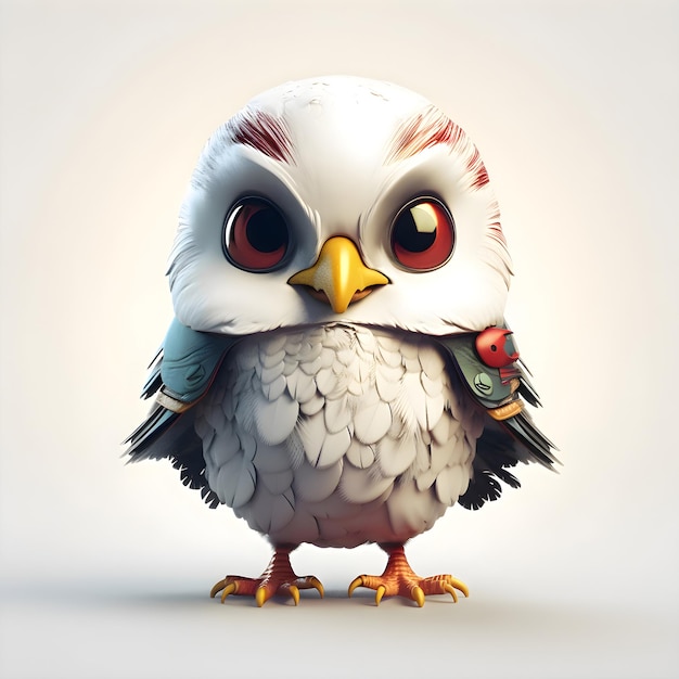 Cute owl on white background 3d illustration computer generated image