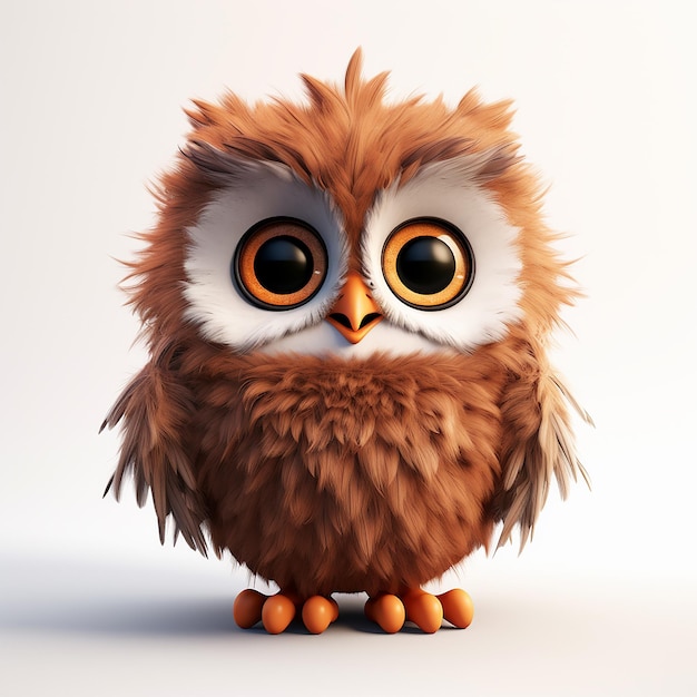 a cute owl with big eyes and a white background