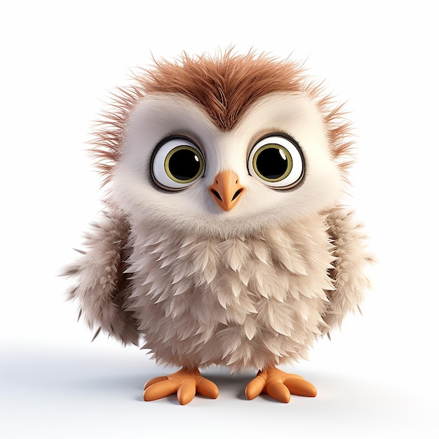 a cute owl with big eyes and a white background