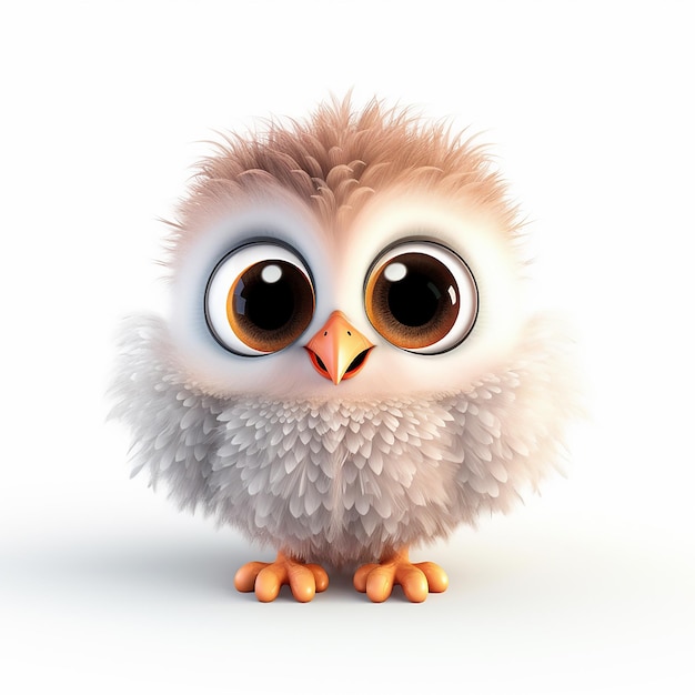 a cute owl with big eyes and a white background