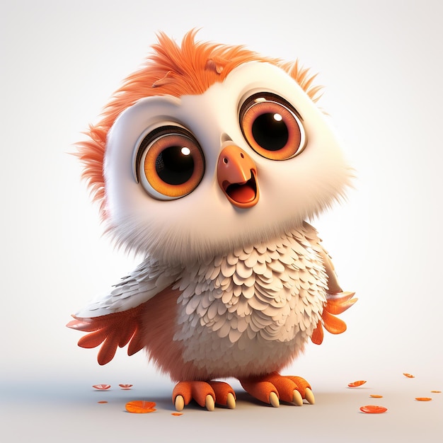 a cute owl with big eyes and a white background