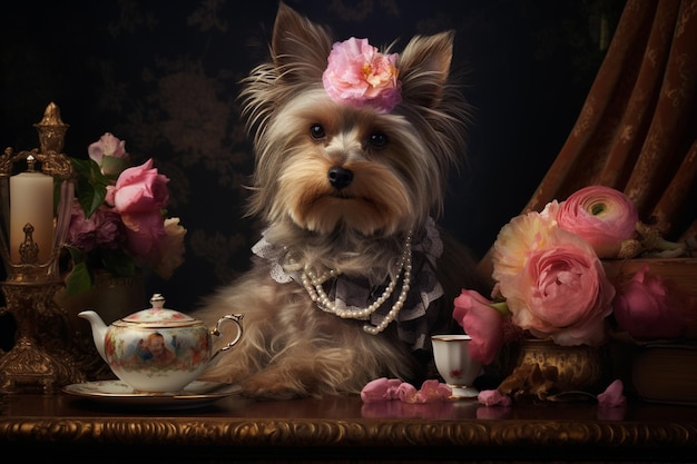 Cute pampered pets in fine art