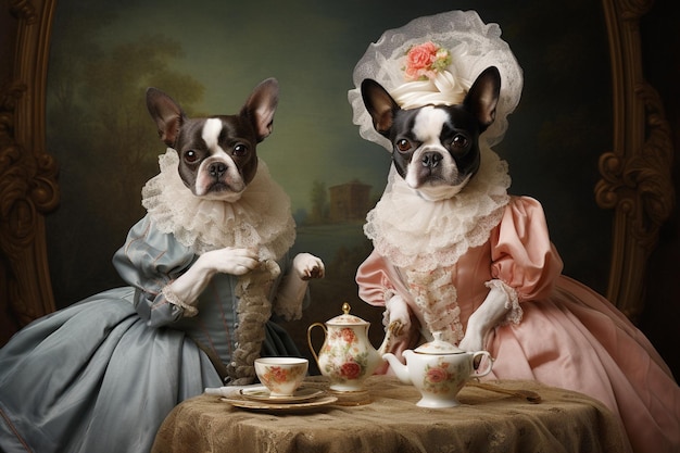 Cute pampered pets in fine art