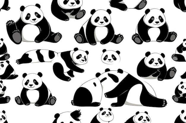 Photo cute panda cartoon character on white background