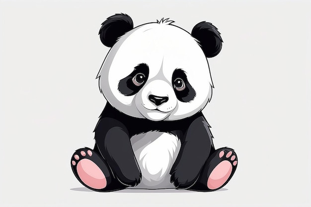 Photo cute panda cartoon character on white background