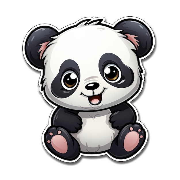 Cute panda cartoon sticker on white background Vector illustration