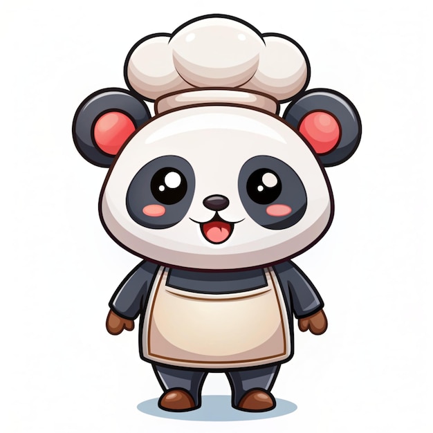 Cute Panda Chef Wearing Apron Cartoon Vector Icon Illustration Animal Food Icon Concept Isolated Premium Vector Flat Cartoon Style