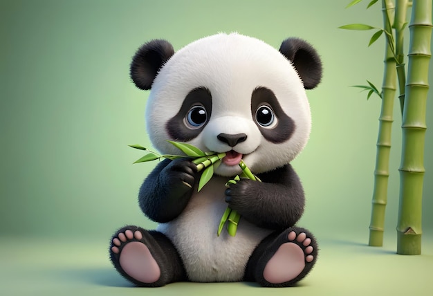 Cute Panda Eating Bamboo