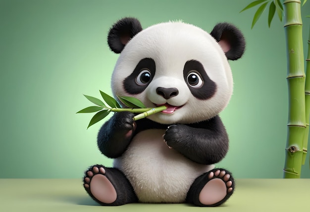 Cute Panda Eating Bamboo