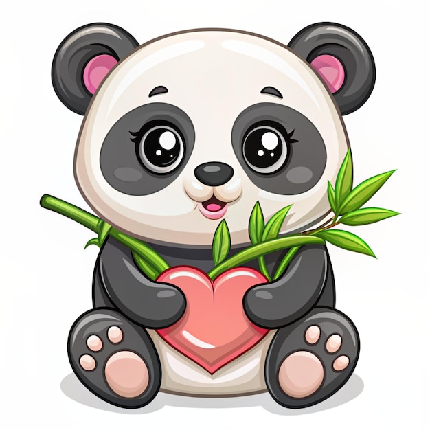 Cute Panda Love Vector Icon Illustration Animal Love Icon Concept Isolated Premium Vector Flat Cartoon Style