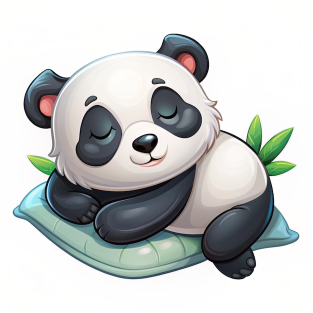 Cute Panda Sleeping On Pillow Cartoon Vector Icon Illustration Animal Nature Icon Concept Isolated Premium Vector Flat Cartoon Style