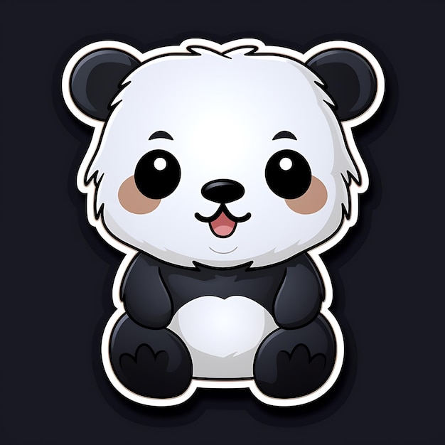 cute panda sticker smiling illustration