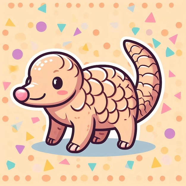 Photo cute pangolin cartoon illustration