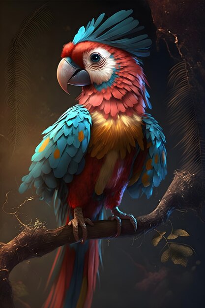 cute parrot in nature scene. ai generated